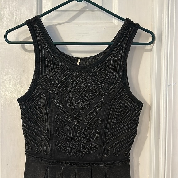 Women’s Free People Sassy Soutache Skater Grey Embellished Dress Size Medium - Picture 4 of 11